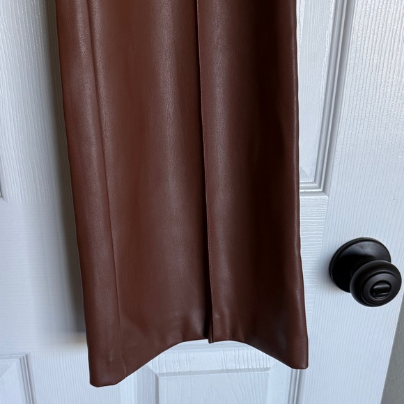 Brown Leather Flared Pants - Picture 3 of 12